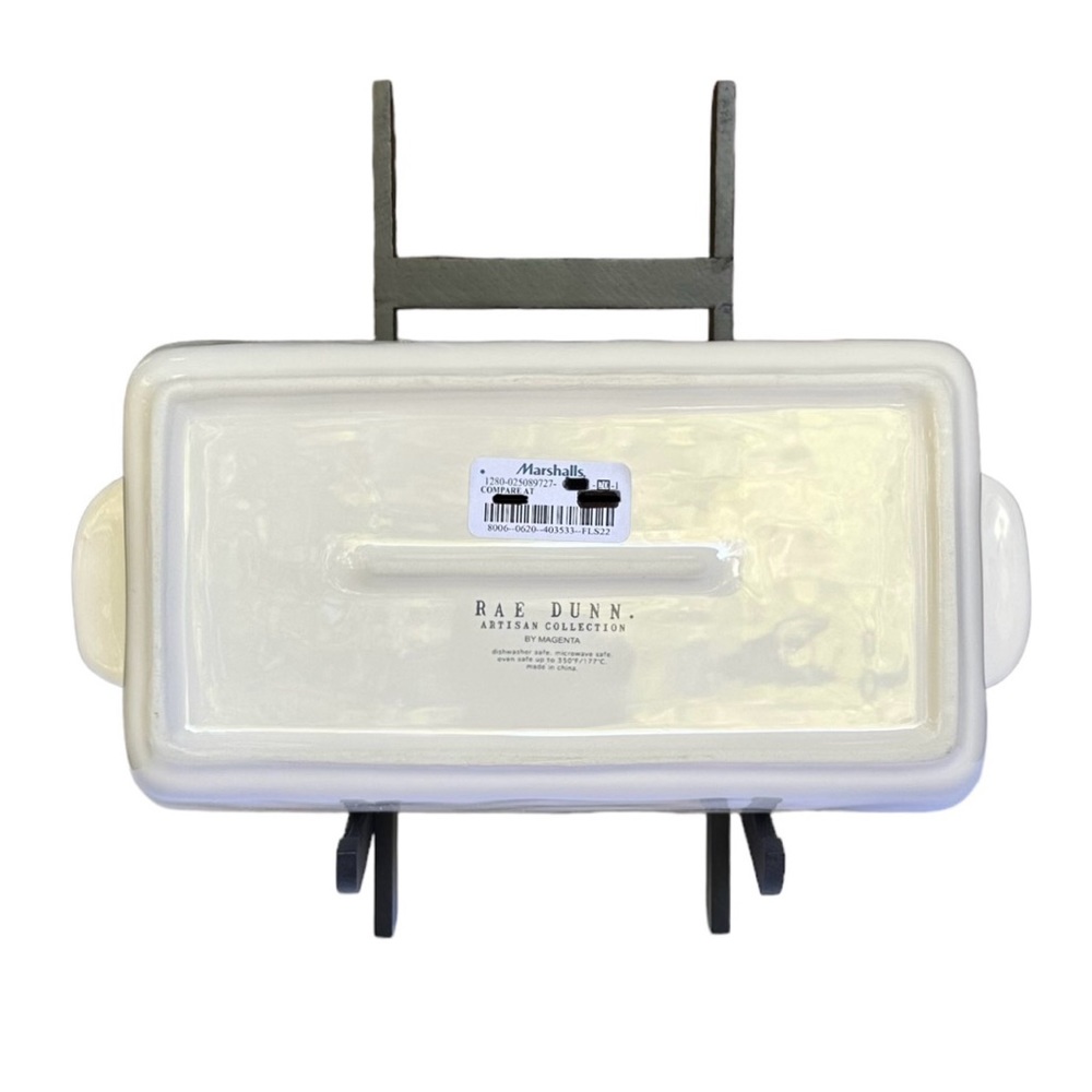 Rae Dunn LOAF Baking Dish Pan White Black Large Letters Dimples NWT 2017 OG - Picture 4 of 16